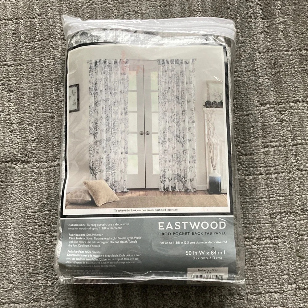 Eastwood One Rod Pocket Back Tab Panel in Mulberry Gray 50W x 84L